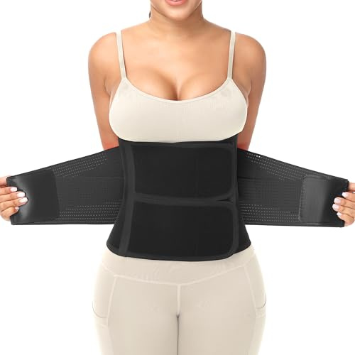 Kintarkee Waist Trainer for Women Man Waist Tmimmer Ab Belt Tummy Control Body Shaper Workout Sweat Belt Sports Sauna Suit (Black, Small)