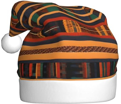 AYYQWE Gorro de Papá Noel con estampado de tejido africano para hombres y mujeres, decoración de fiesta, Año Nuevo, celebraciones, gorro de Navidad