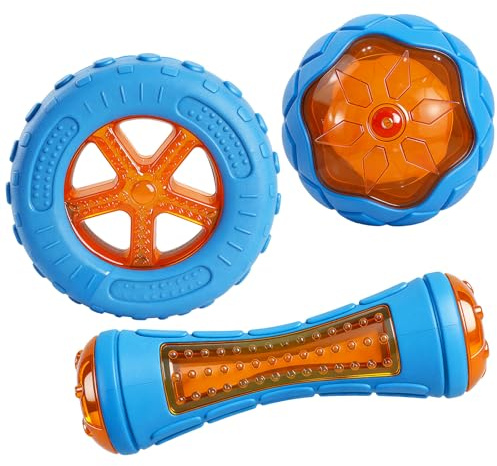 3 Pcs Dog Pool Floating Toys,TPR Bite Resistant Squeaky Dog Water Toy for Medium Large Dog,Interactive Dog Toys for Throwing Fetching,for Summer Outdoor Lake Beach Training Playing with storage bag