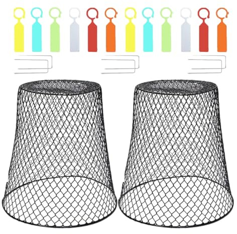 MAGICLULU 2 Juegos de Jaulas Protectoras para Plantas de Jardín Exterior, Malla de Hierro Resistente Negra, Cubierta para Plantas de Fresa y Vegetales, Protección contra Conejos y Animales,