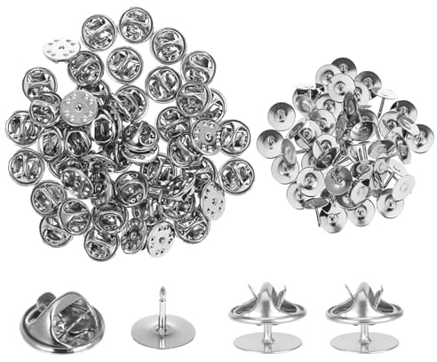50 Pairs Schmetterling Pin Verschluss Metall Anstecknadel Rückseiten mit Blanko Pins, Schmetterling Pin Clutch für DIY Schmuckherstellung Krawatten Jacken Hüte Taschen