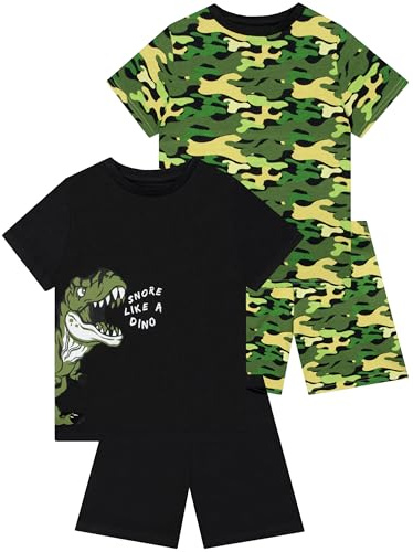 Harry Bear Pyjama Garçon Lot de Pyjamas Enfant Garcon, Pyjama Dinosaure & Camo Enfant Ensemble Short