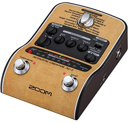 ZOOM AC-2 Acoustic Creator – DI-Box und Effektpedal für akustische Gitarren, Modelling verschiedener Korpusformen, Effekte, Stimmgerät für Studio & Bühne
