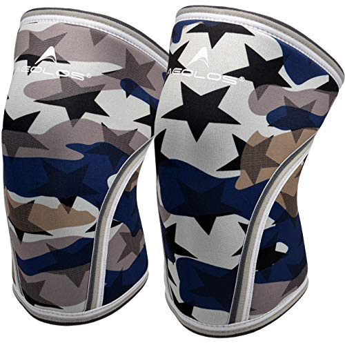 Kniebandagen (1 Paar), 7 mm Kompressions-Kniebandage, für schwere Heben, Kniebeugen, Fitnessstudio und andere Sportarten (camo star L)