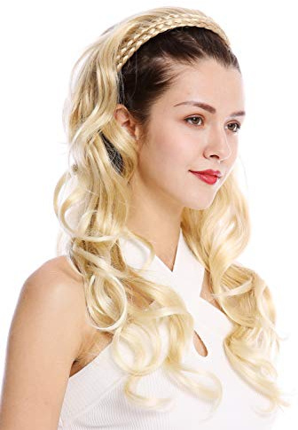 WIG ME UP - DW1025-24BT613 Mezza parrucca Toupet Prezioso Cerchietto intrecciato Molto lunghi Ondulati Biondo Mèches