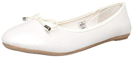 Fitters Footwear That Fits Dames Ballerines Mila synthétiques Ballerine laquée avec Noeud (42 EU, Blanc)