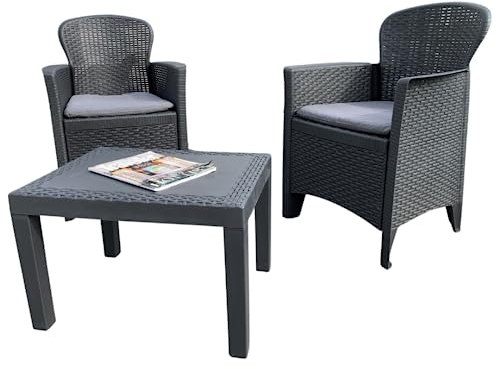 Maury's Salotto da Giardino Akita 3pz Antracite con Cuscini … (ANTRACITE)