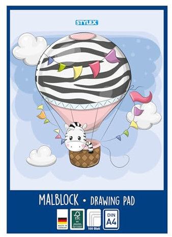 Malblock XL / 100 Blatt/DIN A4 / Zeichenblock / Zebra