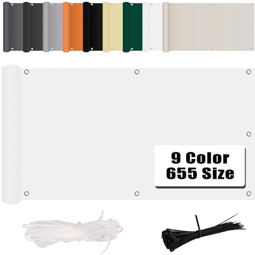 MENGH Balkon Sichtschutz Ohne Bohren (315 Größen & 6 Farben) Balkonverkleidung Wind- und UV-Schutz,160g/m², Mit Montagezubehör, 100% Polyester, für Balkongeländer, Terrasse & Garten