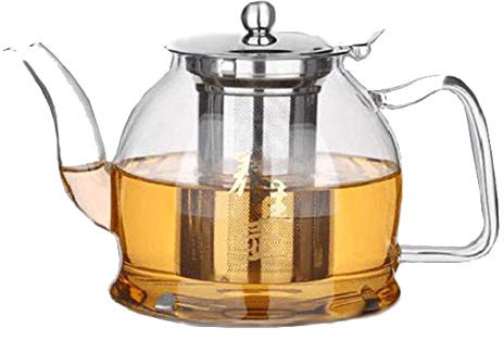 Tea People Théière à induction en verre transparent avec infuseur en acier inoxydable et couvercle CGT-12 1,2 l