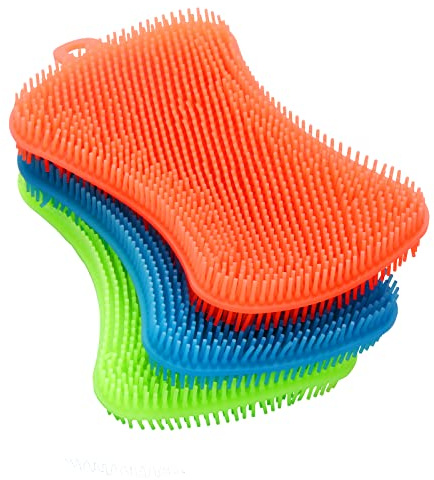 3PCS OstWony Silicone Dish Sponges, Super Food-Grade Silicone Sponges, Multi-Purpose and Efficient Sponge Kitchen Gadgets, Especial Delicate Kitchen Sponge Brush
