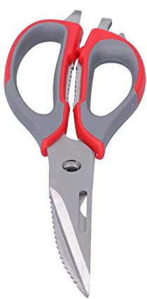 Ciseaux de cuisine, ciseaux de cuisine puissants multifonctions Ciseaux alimentaires robustes Viande Poisson Barbecue Outil de cuisson avec couvercle de rangement(rouge)