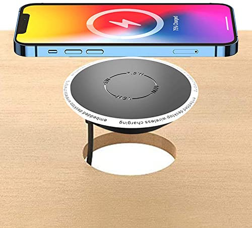 Caricatore wireless da tavolo incorporato, QI standard Wireless Fast Charging Station 5W 7.5W 10W 15W invisibile Wireless Charger Compatibile con i-Phone 17,16,15,14,13,12, 11, XS ecc