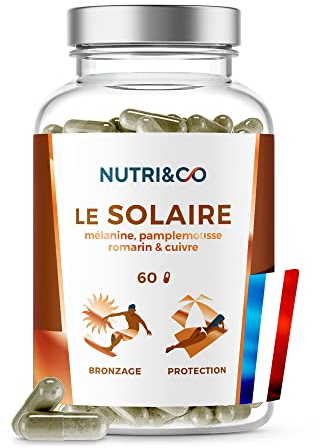 NUTRI & CO Le Solaire - Formule 2en1 Préparateur & Accélérateur de Bronzage - Teint Naturel sans Autobronzant ni Bêta-Carotène - Complément Alimentaire Solaire - 60 gélules Fabriqué en France