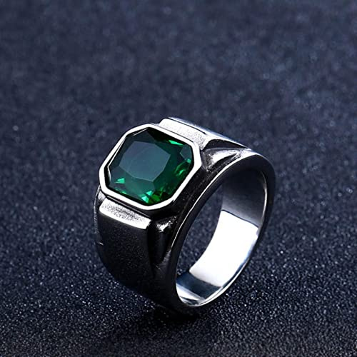 HCMA Edelstahl Mode Grüner Stein Ring Für Männer Blauer Stein Hochglanzpoliert Ring Schmuck Vintage Rock Hip-Hop Punk Lokomotive Geschenke