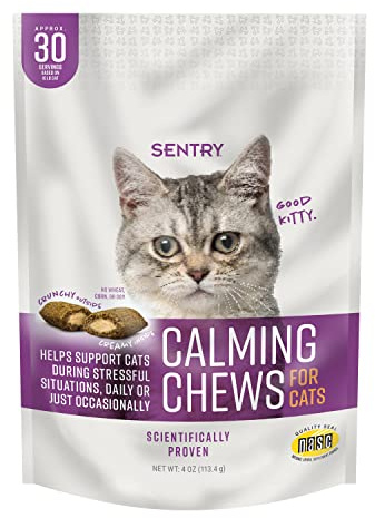 Sentry Calming Chews for Cats, Calming Aid Helps to Manage Stress, With Pheromones That May Help Curb Destructive Behavior, Calming Health Supplement for Cats, 4 oz.
