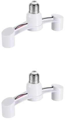 TEHAUX 2pcs Double Heads Light Socket Splitter Adapter, E27 Light Socket to Plug Converter, 2-in-1 Design E27 Base Socket Converter, Ideal for Led Bulbs