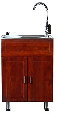 Produits ménagers Évier de Cuisine, évier de préparation, Meuble d'évier en Acier Inoxydable, lavabo, Fente Unique avec Support, Meuble intégré d'évier de buanderie de Balcon, Robinet, distr