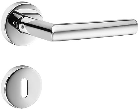 ck-türbeschläge Drückergarnitur New Orleans Edelstahl poliert für Zimmertüren DIN-Norm (BB (Buntbart))