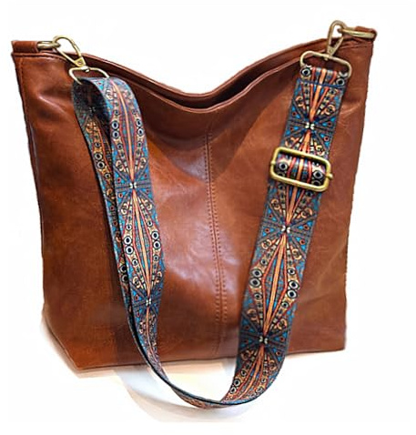 Huwzder Hobo Bags Veganes Leder Crossbody Tasche Gitarrengurt Schultergeldbörsen mit Reißverschluss Handtaschen für Frauen