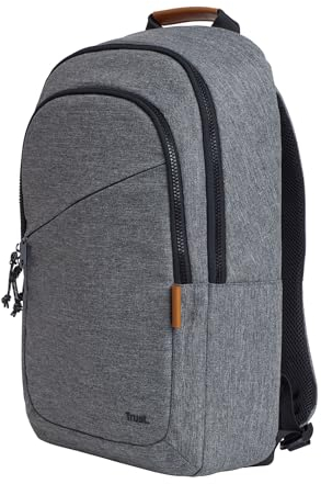 Trust Avana Laptop Backpack 16 inch, Travel Bag 20L, Made from Recycled Plastic, Business Work Bag, Shockproof and Weatherproof, Padded Rucksack Bag for Women, Men, University, College - Grey