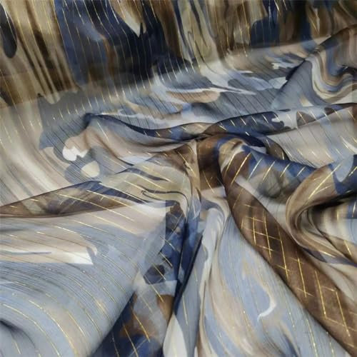 Silk Georgette Fabric Tissue Soft Metallic Jacquard Sewing Material 2 100cm x 135cm