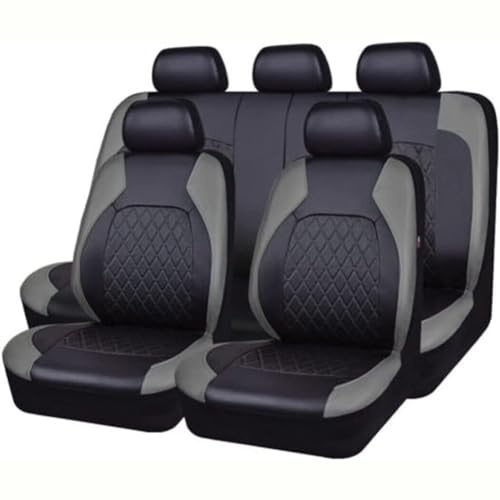 9 Pezzi Auto Coprisedili per Opel Grandland X 2017-2022, Pelle Coprisedile Anteriori E Posteriori Completo Impermeabile Set Fodere Compatibile Airbag Laterale,D/Grey