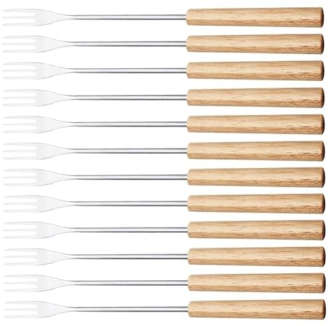 Lot de 12 fourchettes à fondue réutilisables pour barbecue, crème glacée, fondue