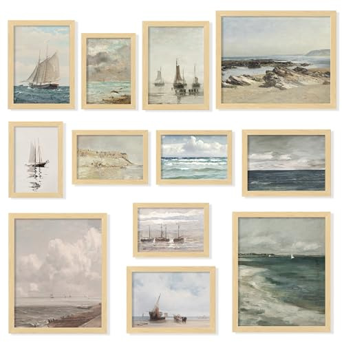 97 Decor Coastal Vintage Wall Art - Large Seascape, Nautical Vintage Wall Decor, Sea Landscape Wall Art Prints, Antique Sailboat Nautical Art Pictures for Home Bedroom (8x10 Unframed)