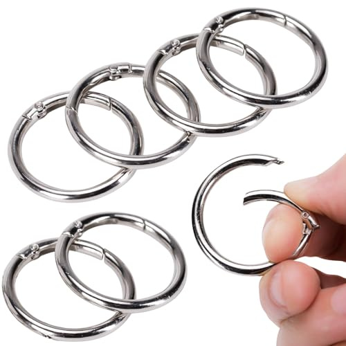 8 Stück Runde Karabinerhaken 40 mm Zinklegierung O-Ring | Rostfrei und Verschleißfest, Federverschluss Einhandbedienung, Innendurchmesser 31 mm, für Schlüsselanhänger und Rucksack