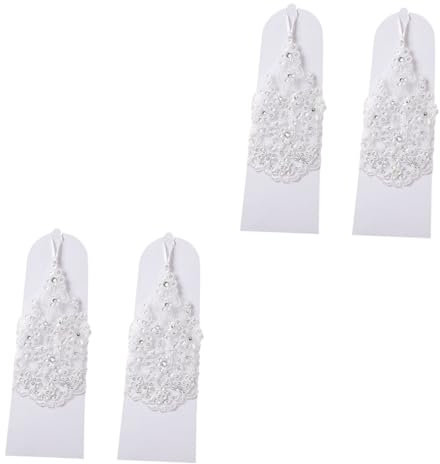 WRITWAA 2paare Lace Handschuhe Für Damen Fingerlose Spitzenhandschuhe Mit Strass Elegante Hochzeits Und Partybegleiter Weiß Für Zeremonien Und Aufführungen