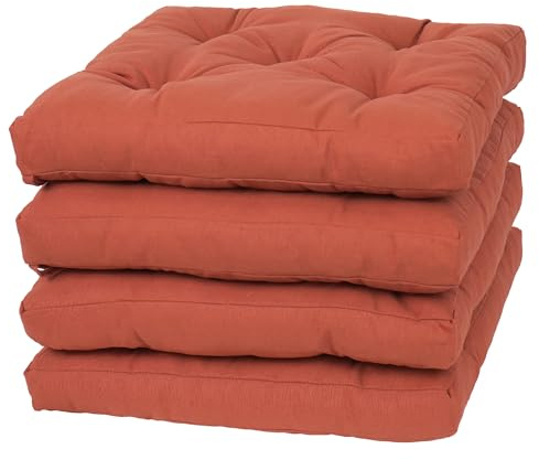 Viste tu hogar Pack 4 Cojines para Silla, 40x40x5 CM, Efecto Tridimensional, Relleno de 100% Poliéster, Ideal para Comedor, Terraza, Salón y Restaurante, Color Teja, Fabricado en España