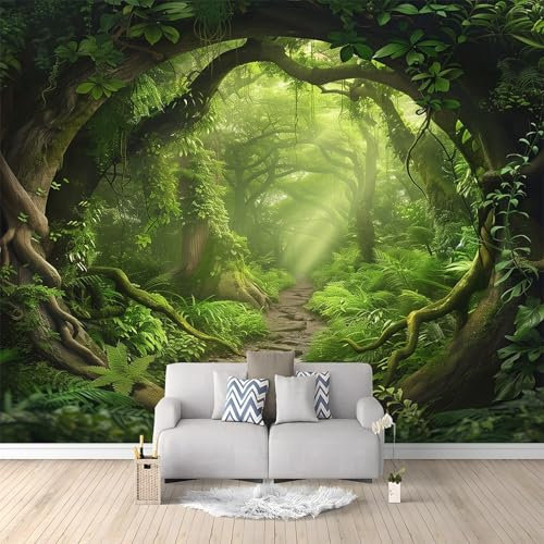 Générique Papier Peint intissé Arbre Vert Forêt 350x256 cm Papier Peint Photo Panoramique, Poster Geant Mural Personnalisé 3D, pour Salon Cuisines Chambre Adulte Enfant Décor Murale
