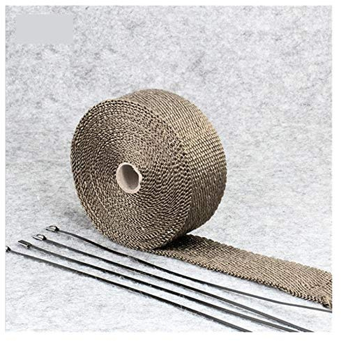 Hitzeschutzband,Hitzeschutzband Auspuff 5m 10m Thermisches Abgasband Auspuffrohr Wickelkopf Hitzebeständige Tuch für Motorradabgasanlage mit festem Riemen heiß(Golden 5M)