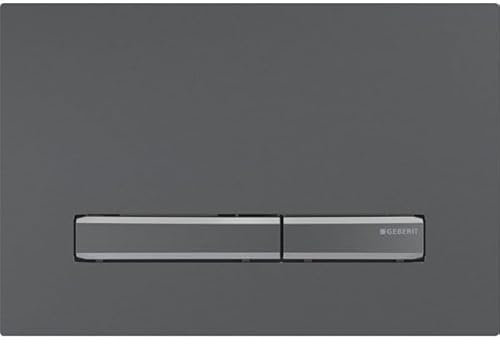 Plaque de commande Geberit Sigma50, pour rinçage à 2 quantités, couleur métal noir chromé, Couleur: chrome noir/chrome noir brossé, revêtement easy-to-clean