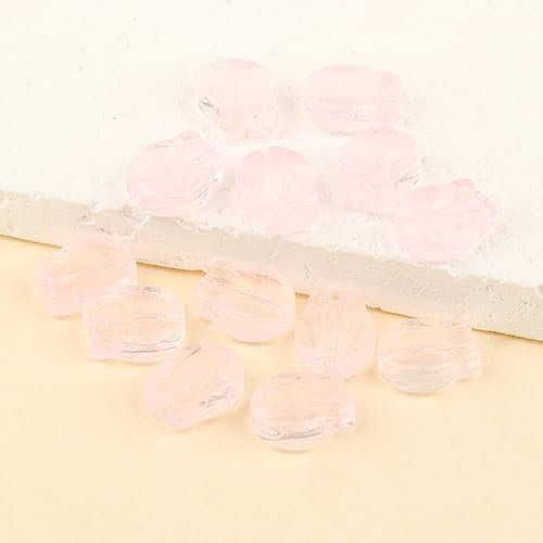 dvnFWKc Handicraft beads, 20pcs Tulip Shape Lampwork Glass Beads Colorful Crystal Flower Beads for DIY Bracelet Earring Craft Jewelry Making(Light pink)