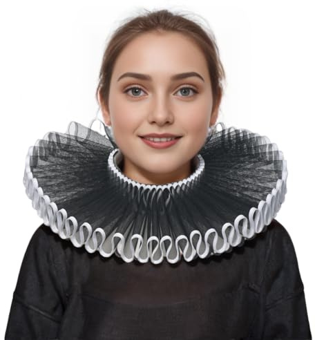 BPURB Renaissance Elisabethan Ruff Kragen Hals Rüschen Kragen Clown Halsbänder