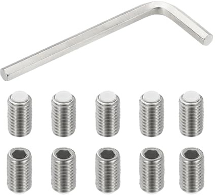 PATIKIL Vis Sans Tête M12x20mm Pointe en Nylon, 10Pcs Boulon à Tête Creuse Hexagonale Métrique en Acier Inoxydable 304, Anti-Dérapant, Entraînement Hexagonal Interne Avec Clé à Molette