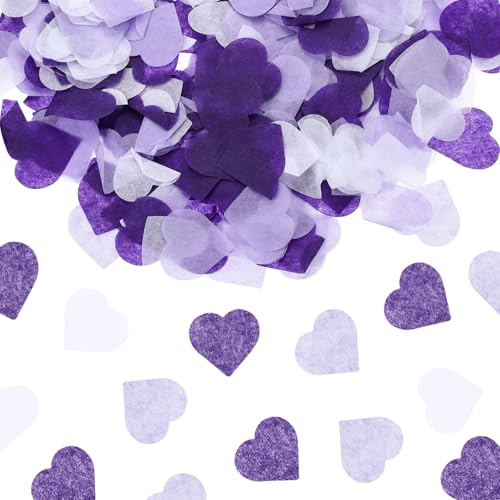 QUARKZMAN Herzen Papier Konfetti 1 Zoll Tissue Konfetti Lila 2400 Stück | Party Dekoration für Ballon, Hochzeit, Valentinstag Tischdekorationen