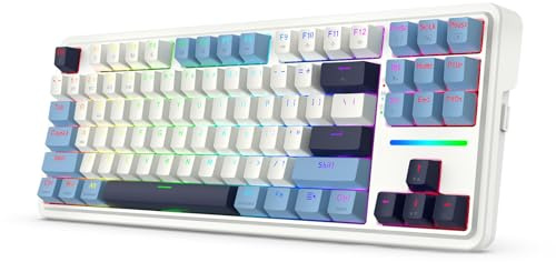 Redragon K728 Pro 80% Wireless Gasket RGB Gaming Keyboard 3 Modos 87 Teclas TKL Teclado mecánico con Base Intercambiable en Caliente, Teclas de Colores Mixtos y 5 Capas de amortiguación, US Layout