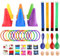 Waylipun Set di giochi all'aperto per bambini, giochi da giardino per compleanno dei bambini, gioco di lancio ad anelli, cucchiaio equilibrato per uova giochi, nastri da corsa a 3 gambe, giochi di