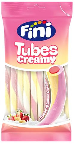 Fini - Golosina Tuber Creamy |Regaliz Bolsa 80 gr | Chuche Sabor Yogur Fresa Plátano