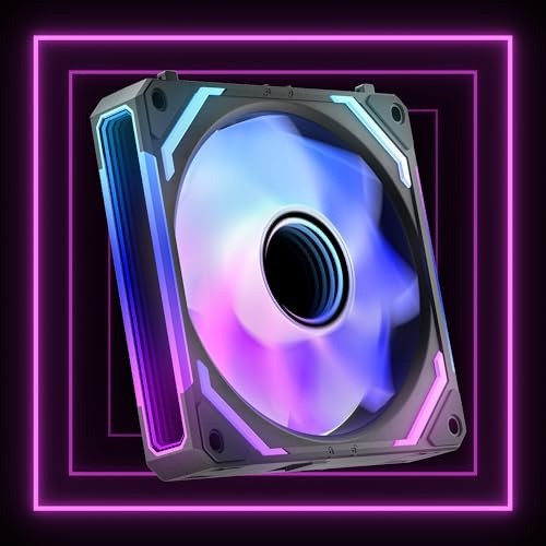 AsiaHorse COSMIQ RGB PC Lüfter 120MM Reverse Gehäuselüfter, ARGB Daisy Chain PC Lüfter [Infinity Mirror] [FDB] 2000 RPM/68,5 CFM/24 LEDS 4 Pin PWN & 5V 3Pin ARGB mit Controller. Schwarz