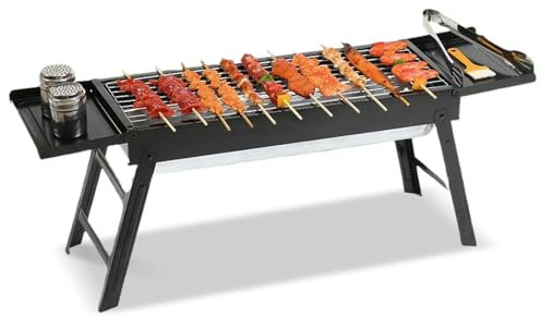 Barbecue a carbonella – Barbecue portatile da campeggio | Barbecue pieghevole | Barbecue portatile a carbonella – Attrezzatura da cucina per picnic tailgating giardino escursionismo zaino campeggio