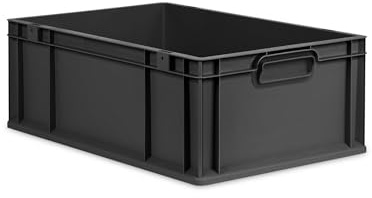 PROREGAL Eurobox NextGen Grip | HxBxT 22x40x60cm | 44 Liter | Griffe geschlossen | Verstärkter Boden | Schwarz | Eurobehälter, Transportbox, Transportbehälter, Stapelbehälter