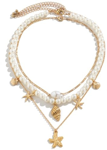 JYNVO Collier Multicouche Coquillage Style Bohème