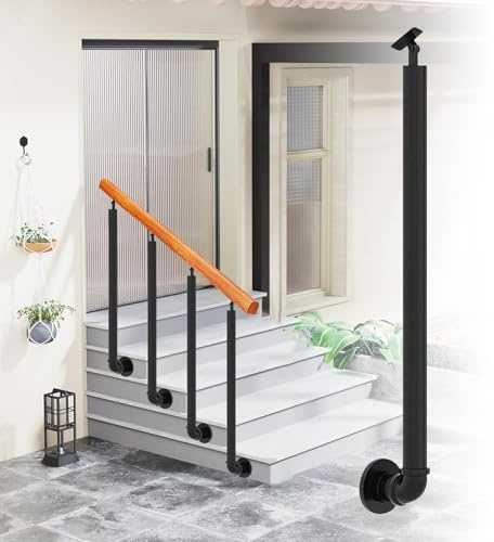 Scaletta in ferro battuto per esterni, balaustra per portico, scale, sicurezza e supporto, ideale per terrazze e terrazze, migliora stabilità e stile