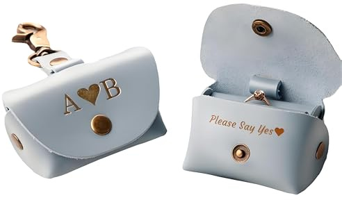 CHSXSNWG Personalized Engagement Proposal Wedding Ring Bearer Pouch for Dog Cpllar,Leather Wedding Ring Box Holder for Pet, Custom Leather Ring Pouch Box