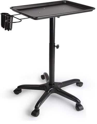 WENFEN Aufbewahrungswagen, Salon-Friseurwagen, Friseurwagen, Servicewagen, verstellbares Rolltablett aus Metall, Verwendung mit 2 Bechern und 1 Metallschlaufe, Friseur-Arbeitsplatz