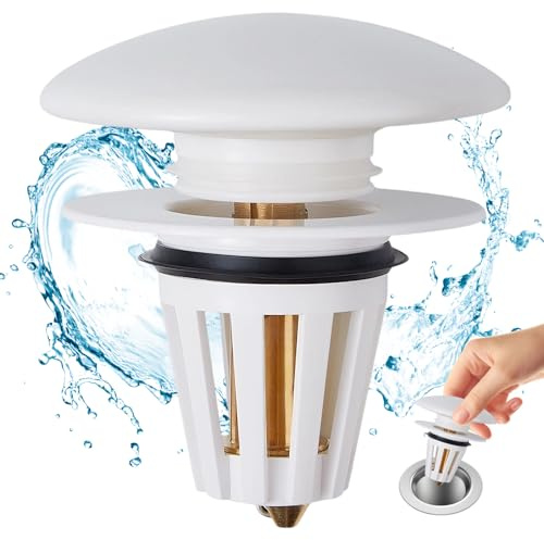 Waschbeckenstöpsel Pop Up, Keramik Abflussstopfen Abflusssieb, 34-40mm Universal Ablaufventil mit Sieb, Waschbecken Stöpsel für Badewanne Küchenspüle